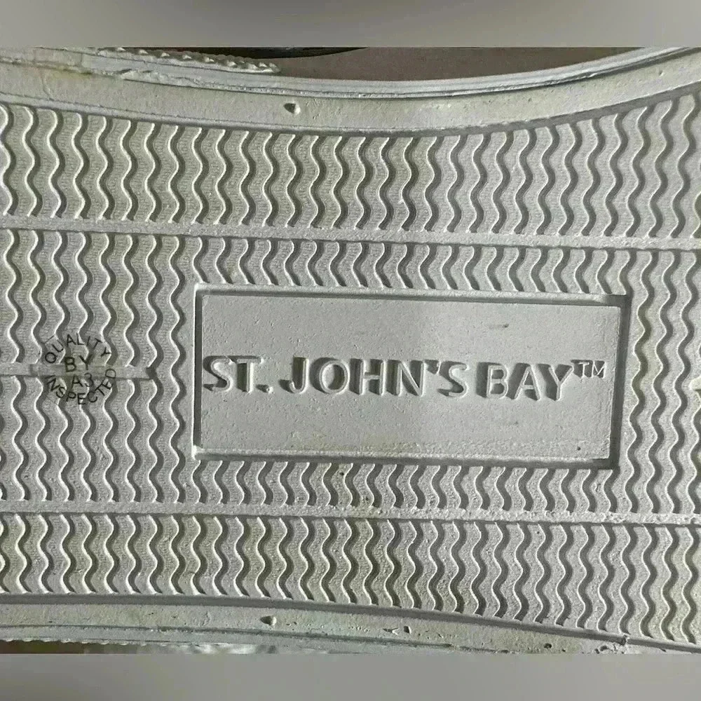 St. John's Bay Mens Grey Canvas‎ Boat Shoe Docksider Casual Tie up